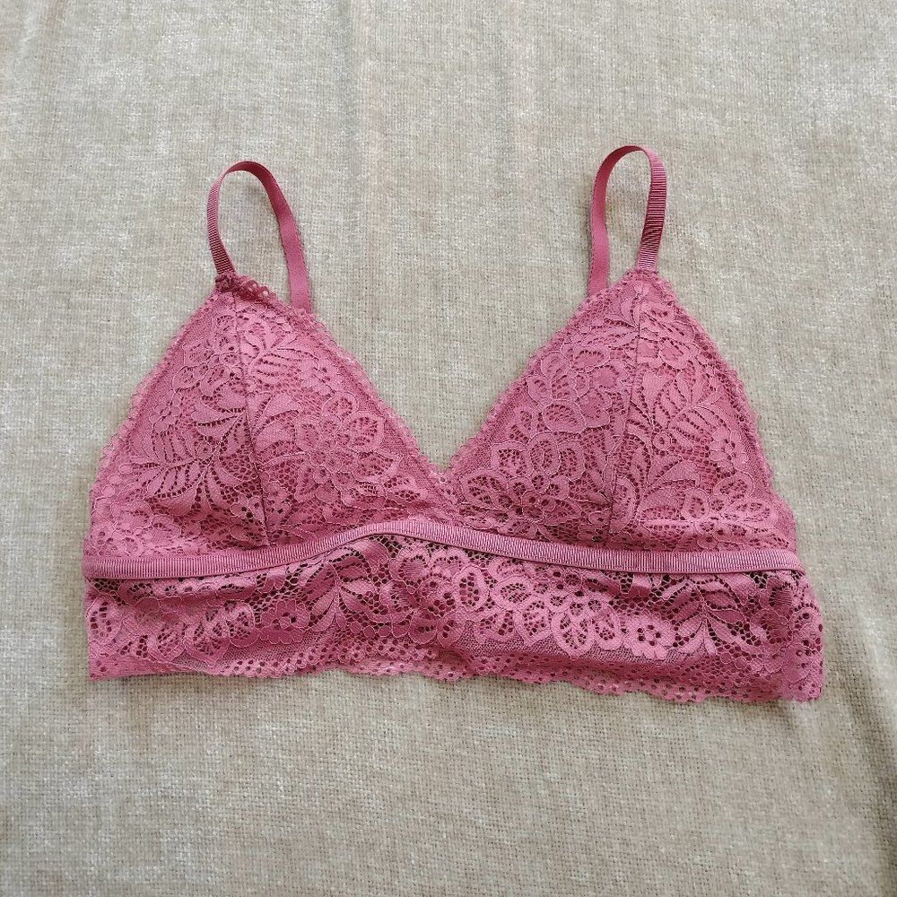Adrienne Vittadini Pink Lace Bralette Top Size Large